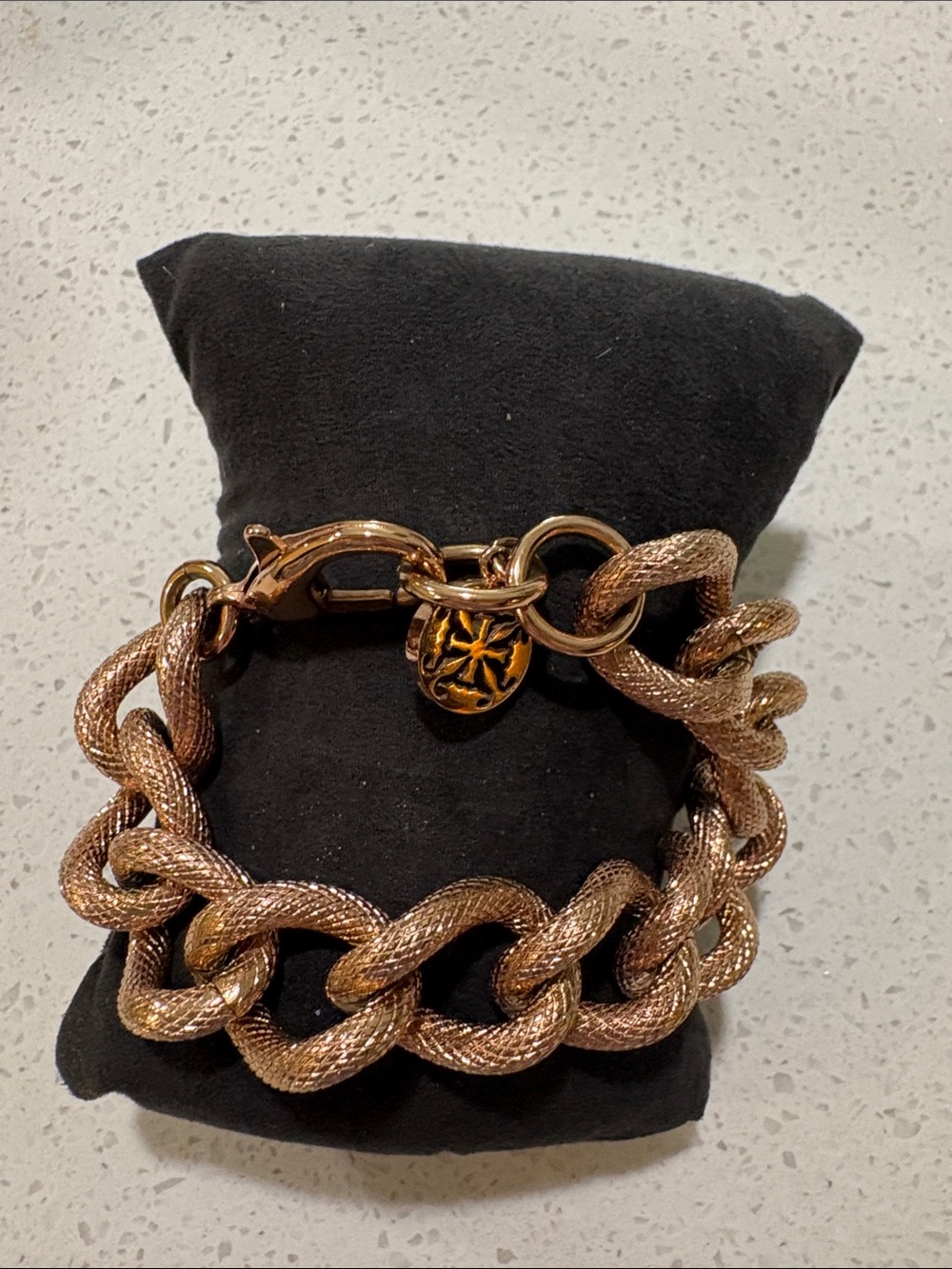 Rustic Cuff Chunky Textured Chain Bracelet in Metallic Bronze